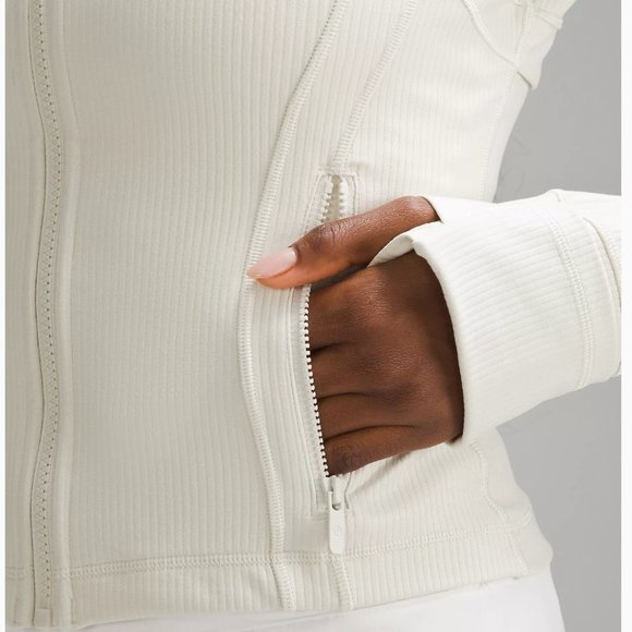 Lululemon Cropped Define Jacket Ribbed Nulu-Bone Radiate Transparent Foil-NWT - Picture 5 of 8